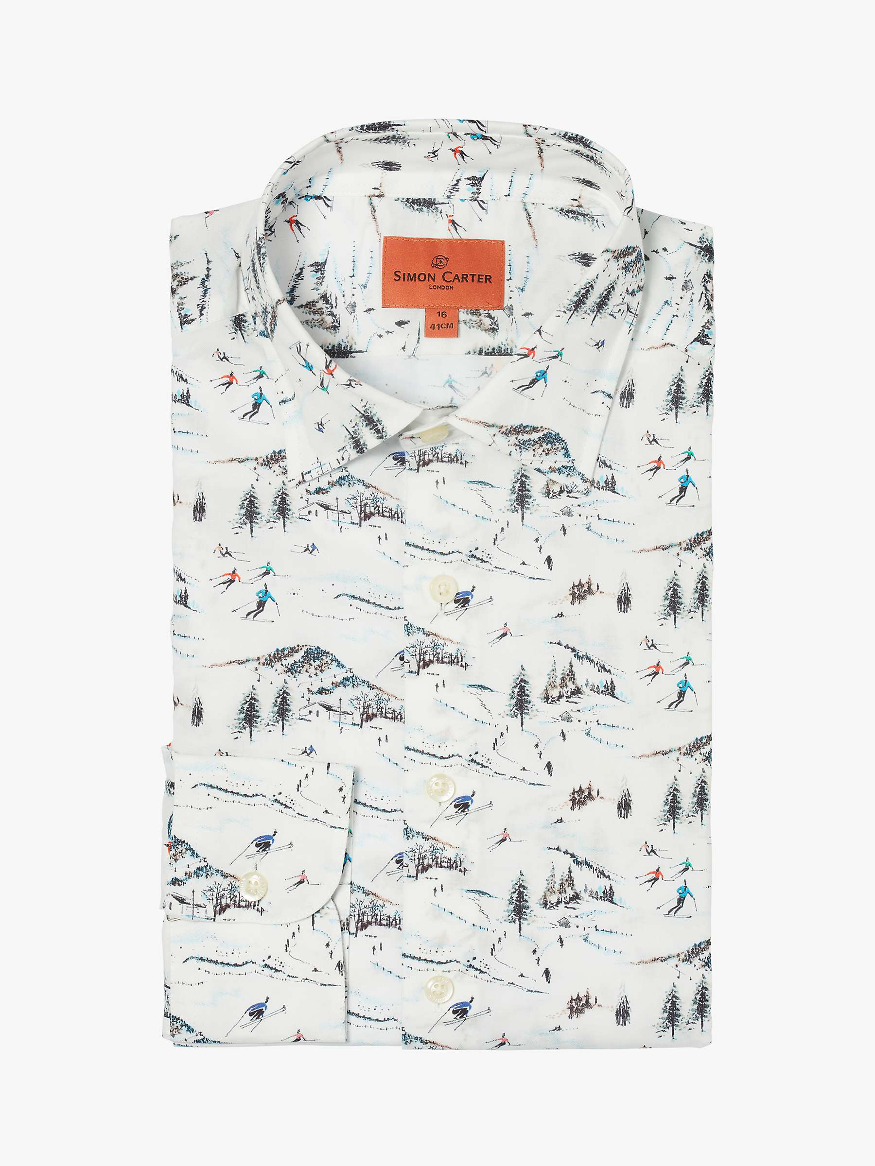 Buy Simon Carter Skiing Print Long Sleeve Shirt, White/Multi Online at johnlewis.com