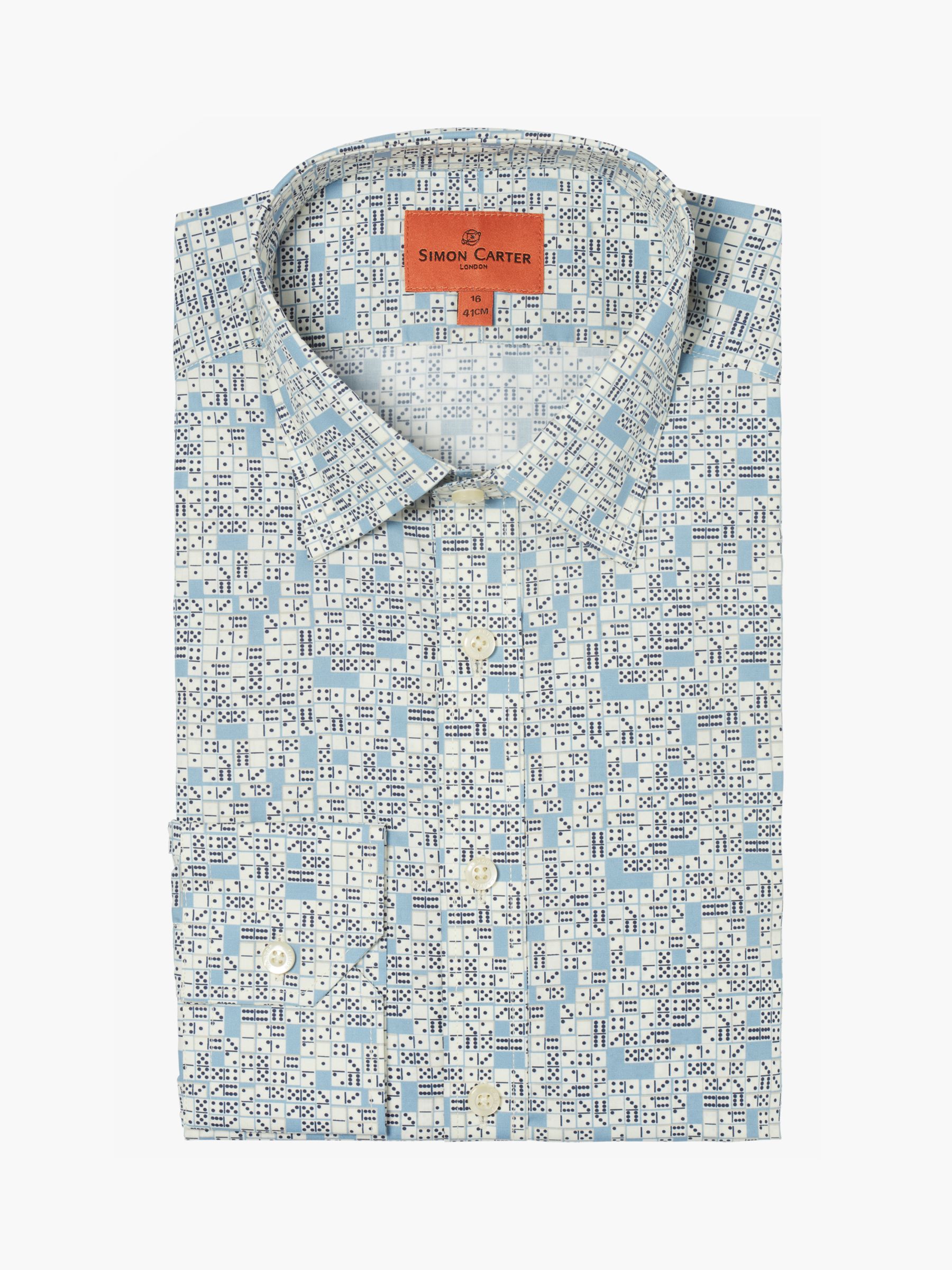 Buy Simon Carter Domino Long Sleeve Shirt, Blue/White Online at johnlewis.com