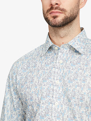 Simon Carter Domino Long Sleeve Shirt, Blue/White