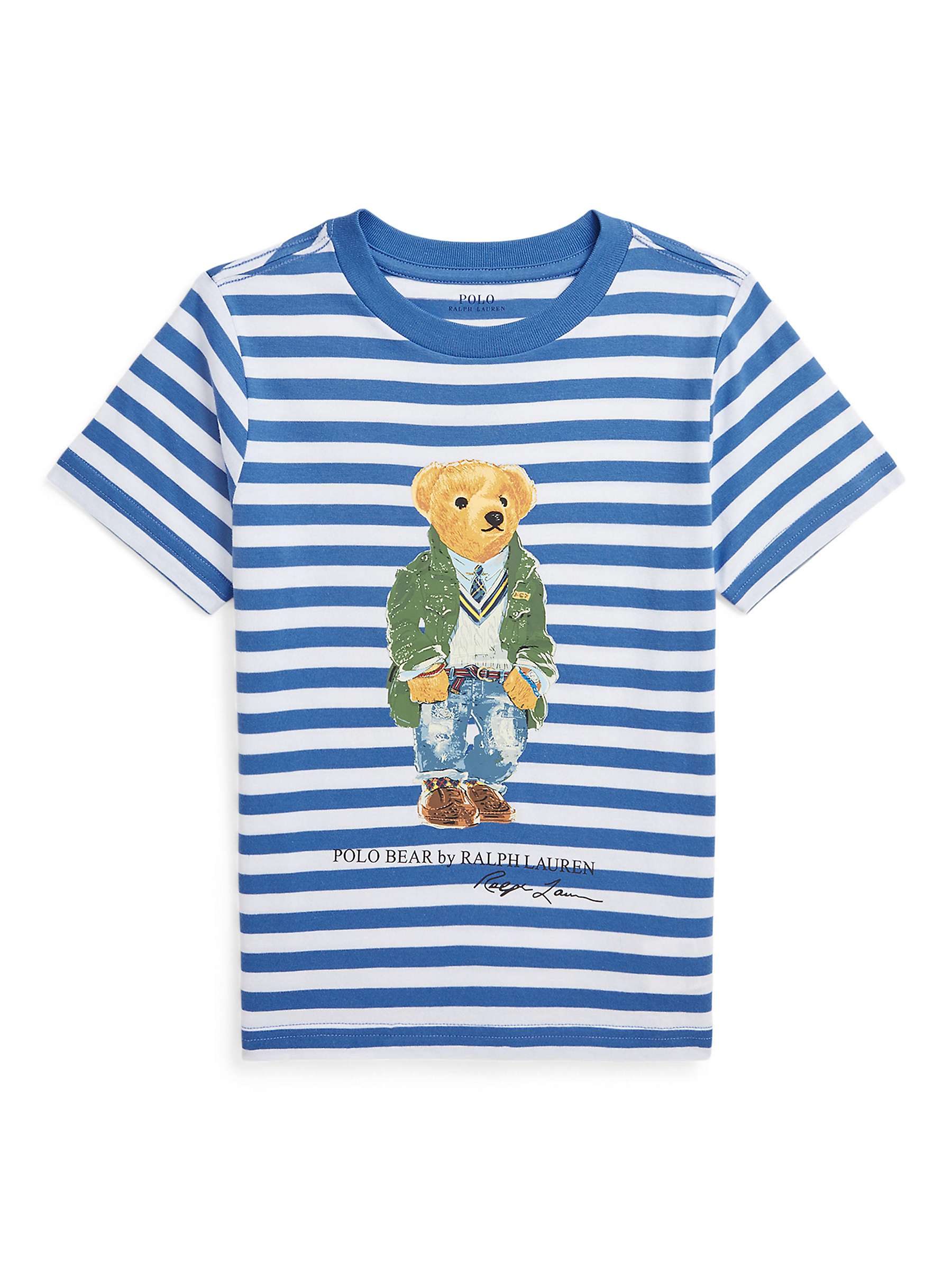 Buy Ralph Lauren Kids' Polo Paris Bear Stripe T-Shirt, Blue/Multi Online at johnlewis.com