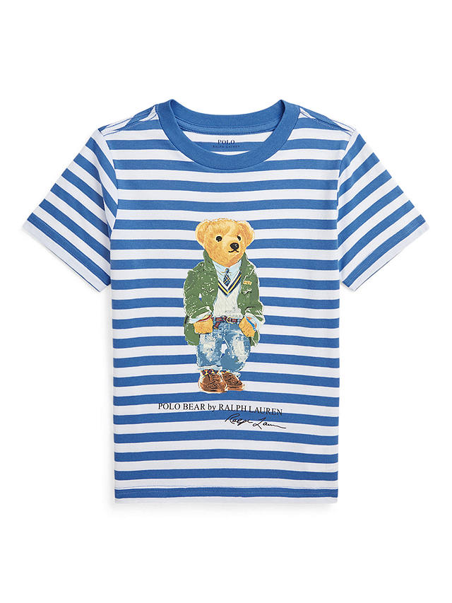 Ralph Lauren Kids' Polo Paris Bear Stripe T-Shirt, Blue/Multi