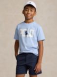 Ralph Lauren Kids' Polo Iconic Logo Colour Changing T-Shirt, Blue Hyacinth