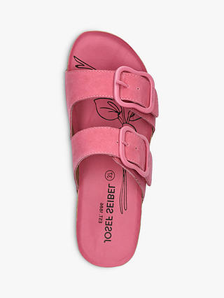 Josef Seibel Tonga 64 Double Buckle Leather Slider Sandals, Mid Pink
