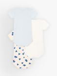 Petit Bateau Baby Heart Short Sleeve Bodysuits, Pack of 3, Blue/Multi