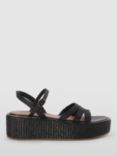 AND/OR Kingsley Luxe Raffia Flatform Wedge Sandals, Black