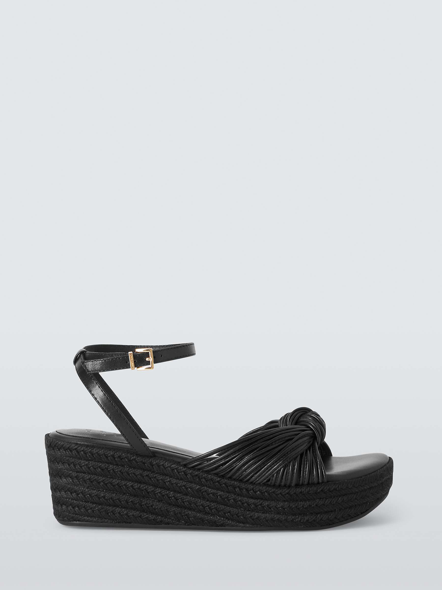 Buy John Lewis Kimi Leather Spaghetti Strap Knotted Wedge Sandals, Black Online at johnlewis.com