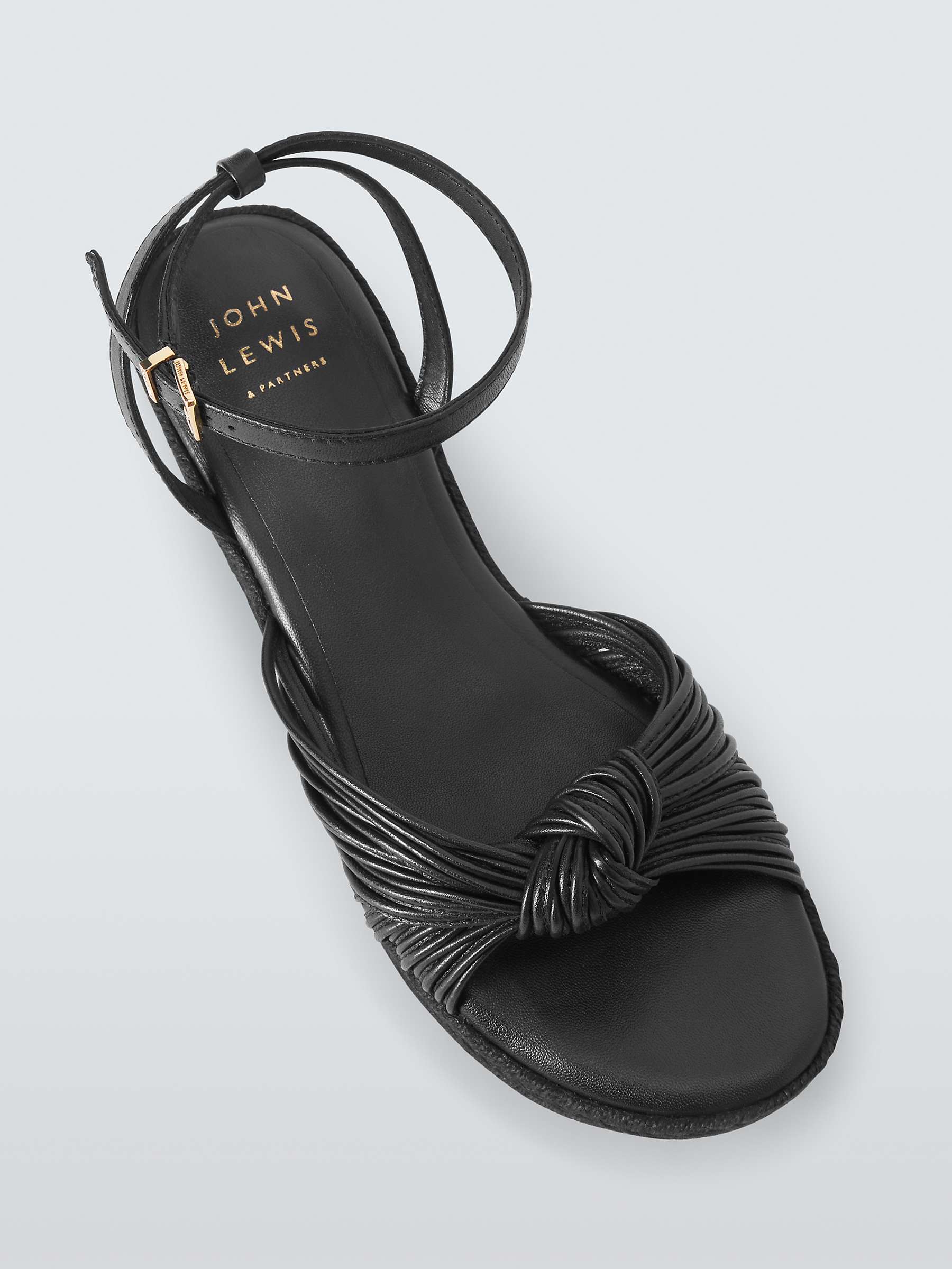 Buy John Lewis Kimi Leather Spaghetti Strap Knotted Wedge Sandals, Black Online at johnlewis.com