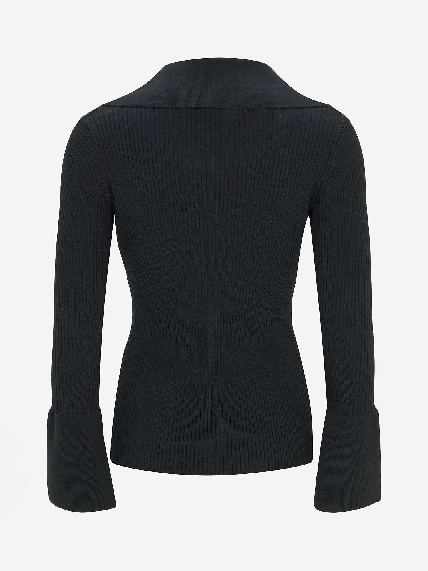 Mint Velvet Polo Neck Knit Shirt, Black at John Lewis & Partners