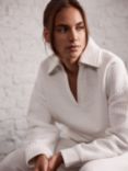 Mint Velvet Quilted Jersey Sweatshirt, White Ivory