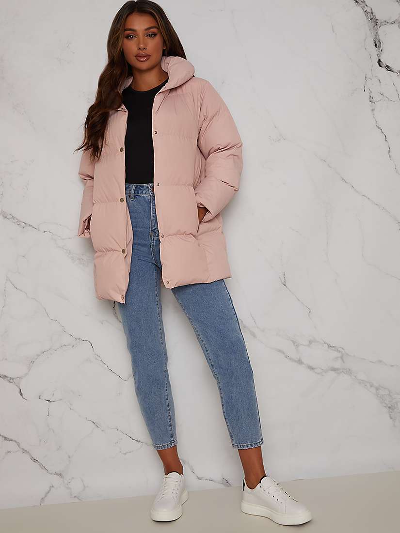 Buy Chi Chi London Padded Puffer Coat, Pink Online at johnlewis.com