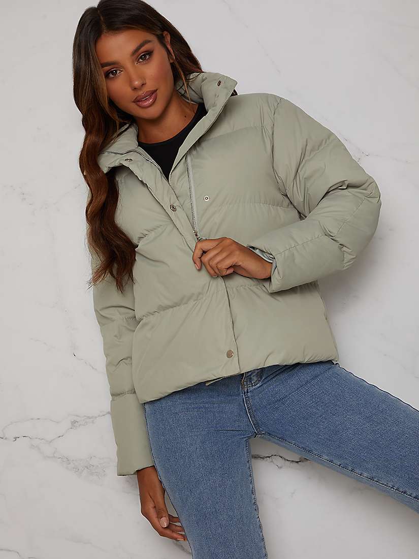 Buy Chi Chi London Cropped Padded Puffer Jacket, Green Online at johnlewis.com
