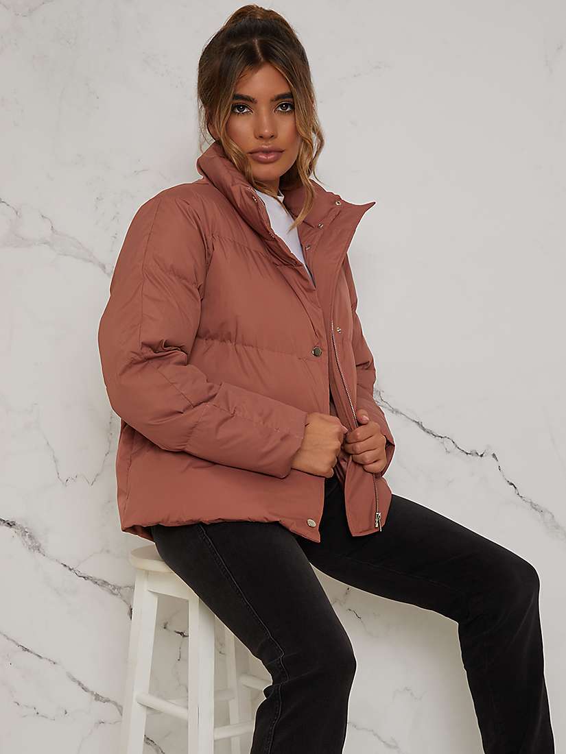 Buy Chi Chi London Cropped Padded Puffer Jacket, Rust Online at johnlewis.com