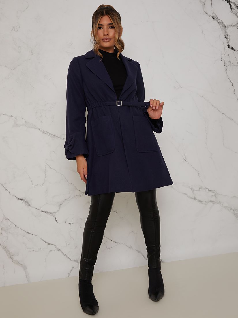 Buy Chi Chi London Bow Sleeve Coat, Navy Online at johnlewis.com