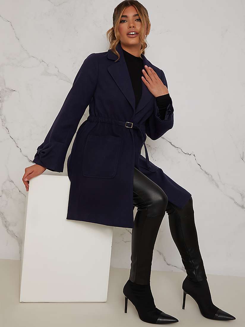 Buy Chi Chi London Bow Sleeve Coat, Navy Online at johnlewis.com
