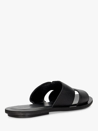 Dune Initially Leather Flat Sandals, Black-leather