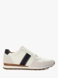 Dune Treck Leather Stripe Webbing Lace Up Trainers, White-leather
