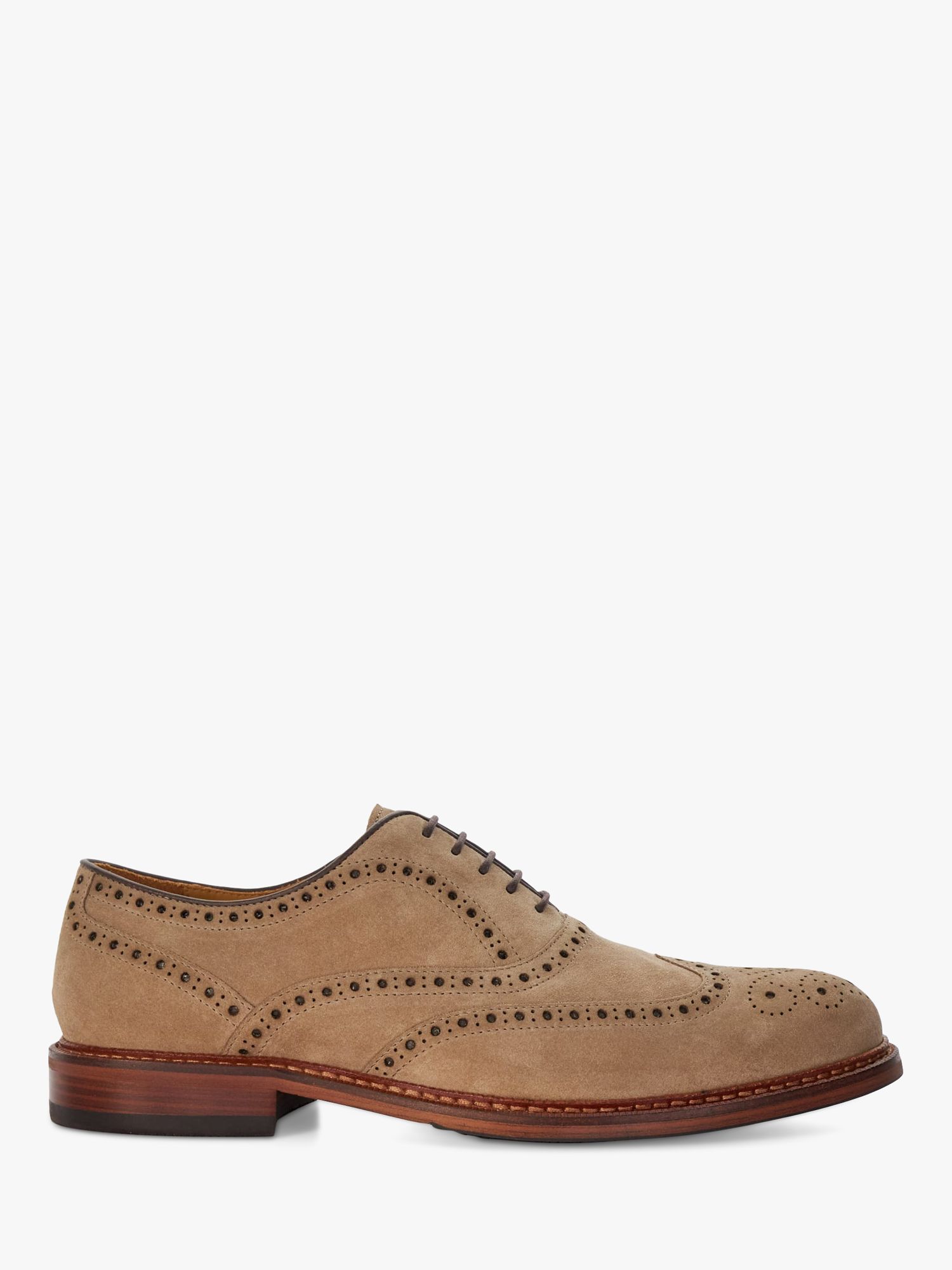 Dune Solihull Suede Oxford Brogue Shoes, Taupe, 6