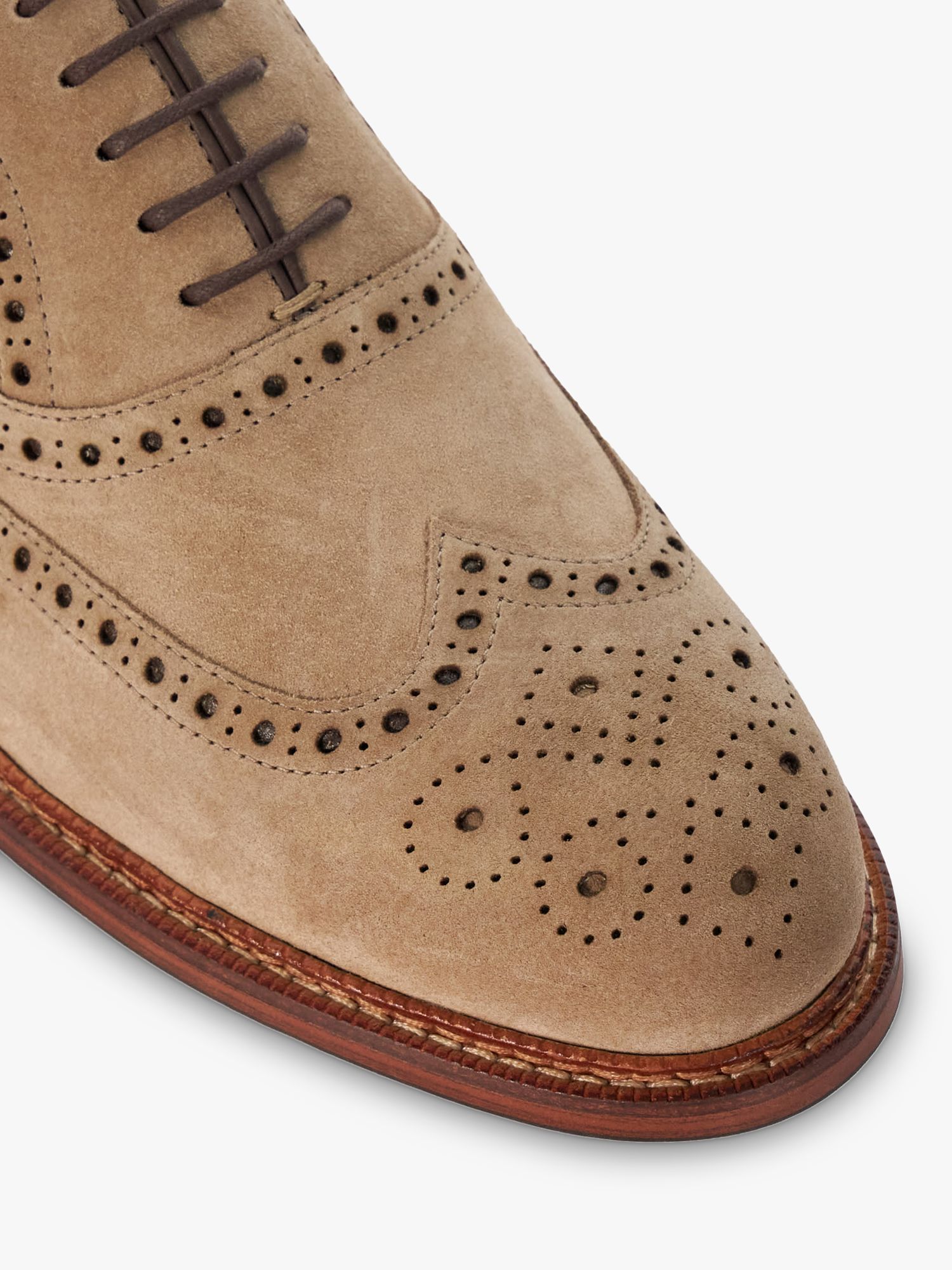 Dune Solihull Suede Oxford Brogue Shoes, Taupe, 6