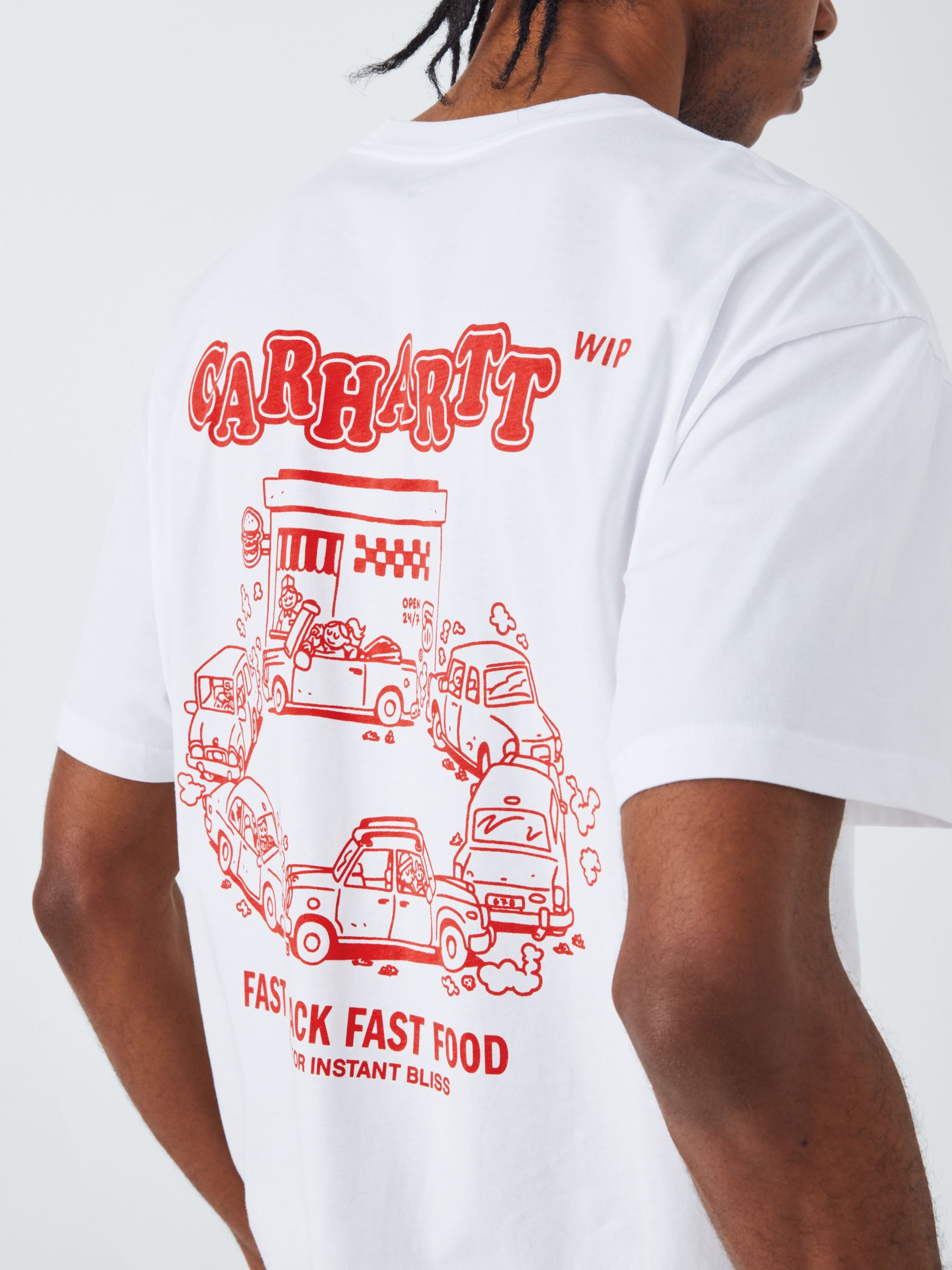 Carhartt WIP Short Sleeve Fast Food T-Shirt, White/Red, M