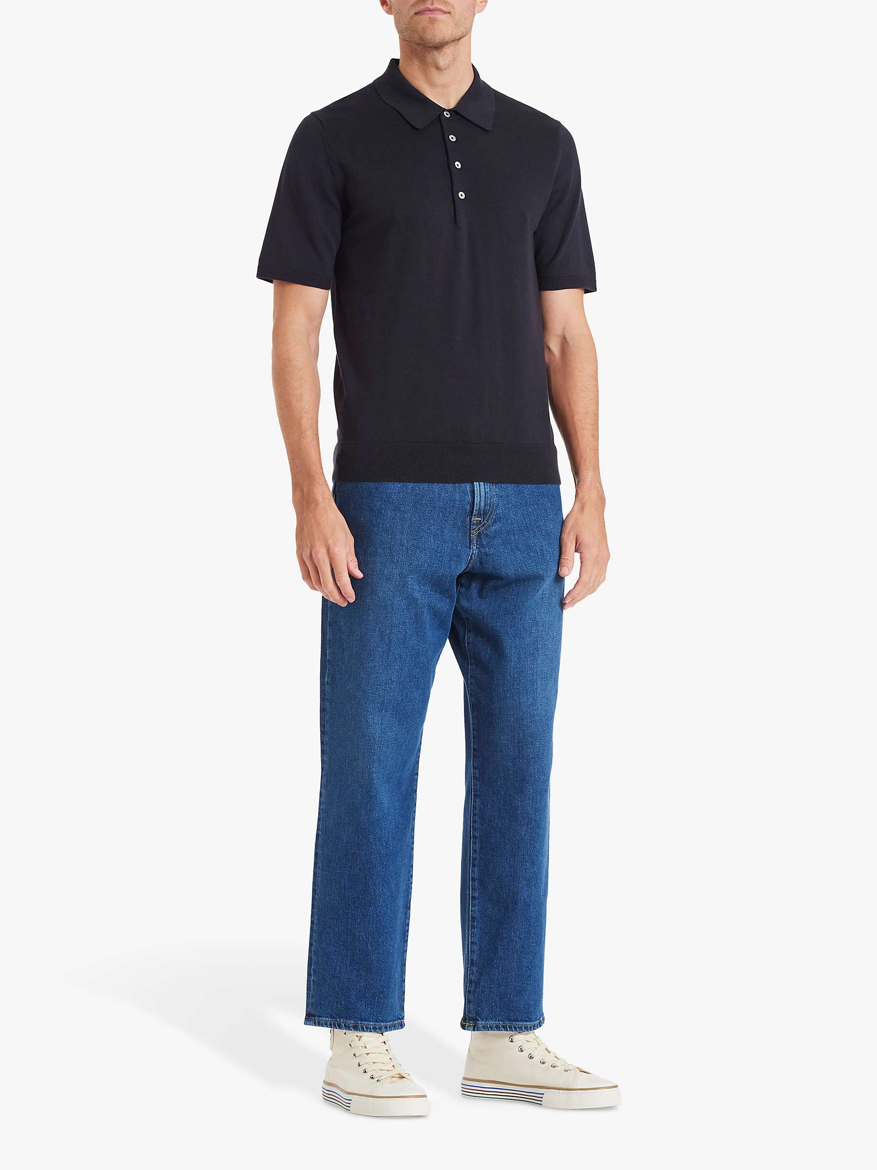 Buy Paul Smith Organic Cotton Short Sleeve Polo Shirt, Black Online at johnlewis.com
