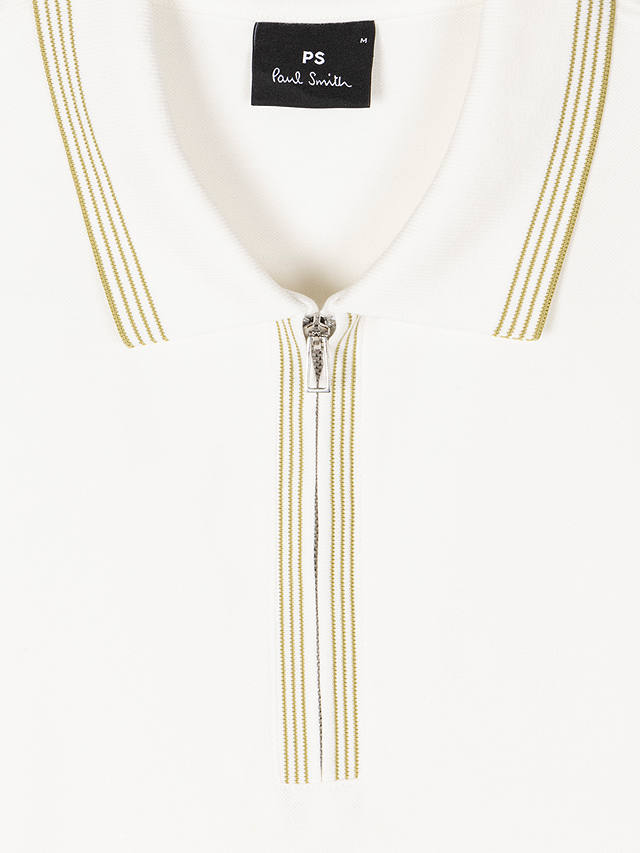 Paul Smith Regular Short Sleeve Zip Polo Top, White