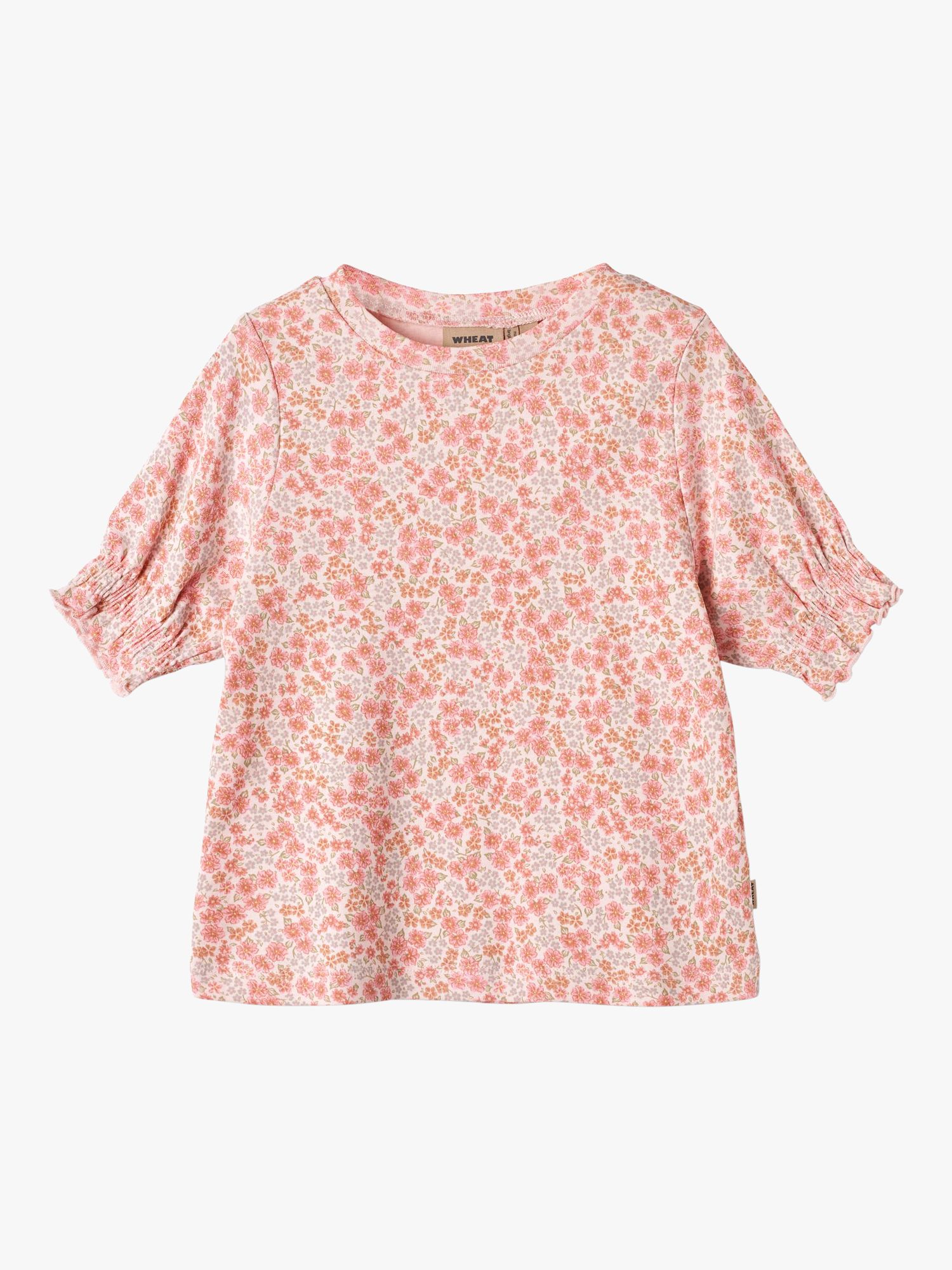 WHEAT Kids' Norma Floral Print Top, Pink, 3 years