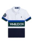 Polo Ralph Lauren X Wimbledon Kids' Polo Shirt, Blue/Multi