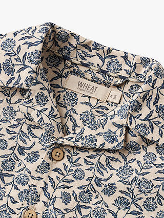 Wheat Kids' Anker Floral Print Shirt, Blue/Beige