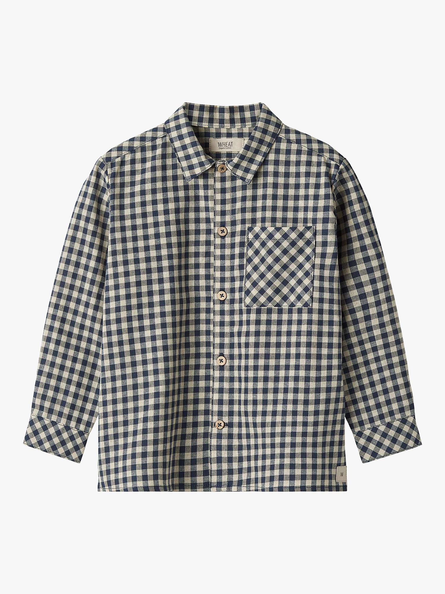 Buy WHEAT Kids' Organic Cotton Checked Shirt, Blue Online at johnlewis.com