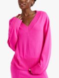 Chinti & Parker Cashmere Blend V-Neck Jumper, Hot Pink