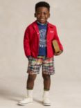 Ralph Lauren Kids' Polo Prepster Patchwork Madras Shorts, Red/Multi