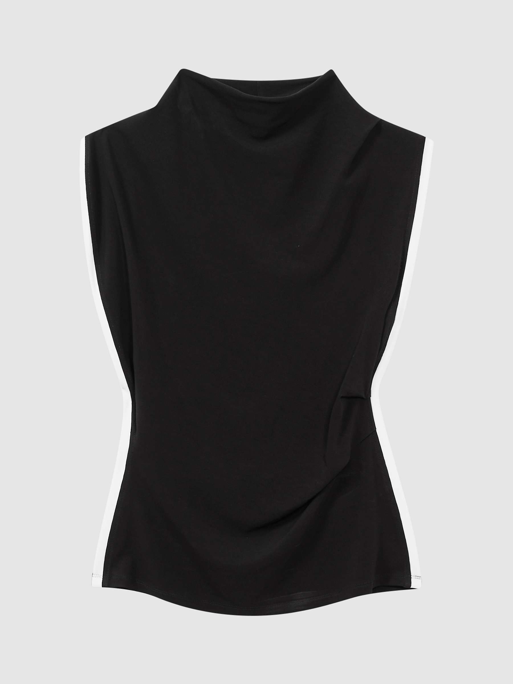 Buy Reiss Eva Asymmetric Draped Contrast Edge Top, Black/Ivory Online at johnlewis.com