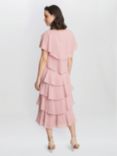 Gina Bacconi Rebecca Tiered Midi Dress, Rose Pink