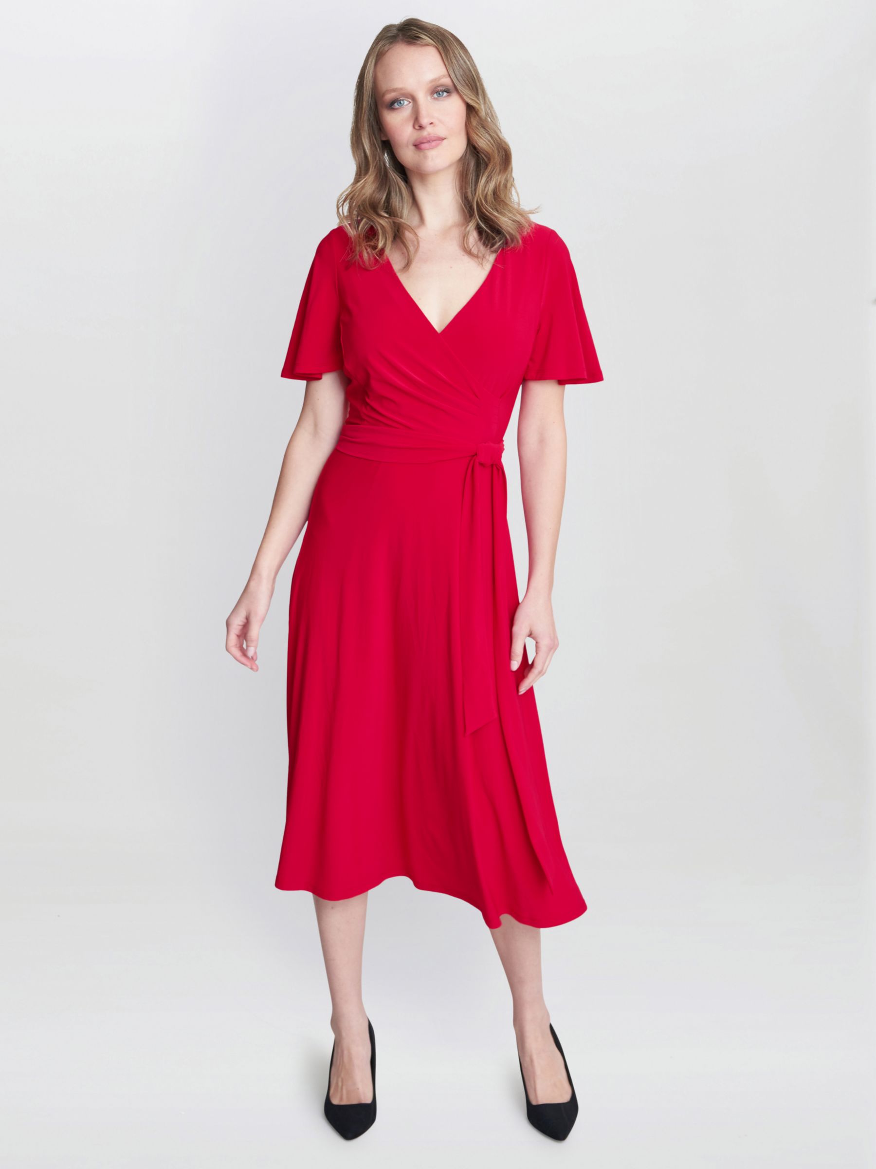 Gina Bacconi Donna Wrap Effect Jersey Dress, Red, 8