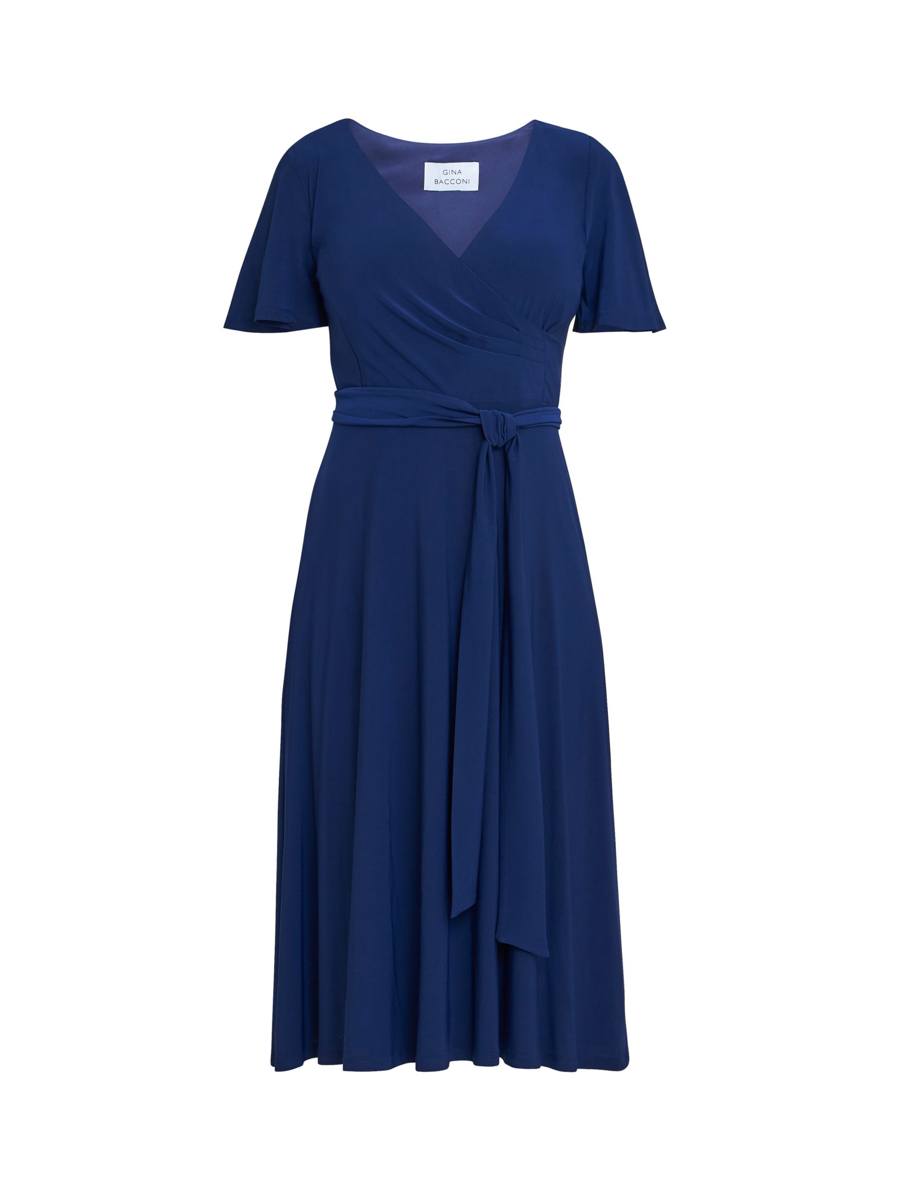 Gina Bacconi Donna Wrap Effect Jersey Dress, Navy at John Lewis & Partners