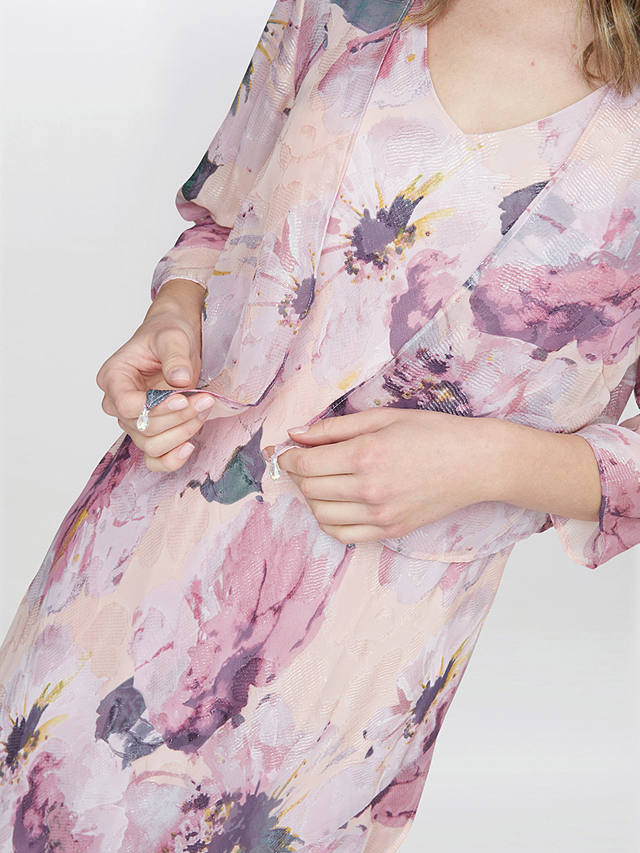 Gina Bacconi Nadia Chiffon Printed Jacket And Midi Dress, Blush