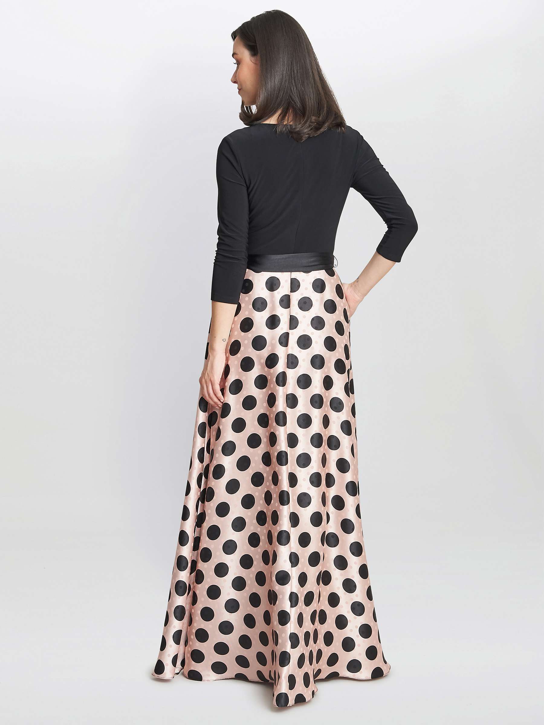 Buy Gina Bacconi Esther Spot Print Satin and Jersey Maxi Dress, Pink/Black Online at johnlewis.com