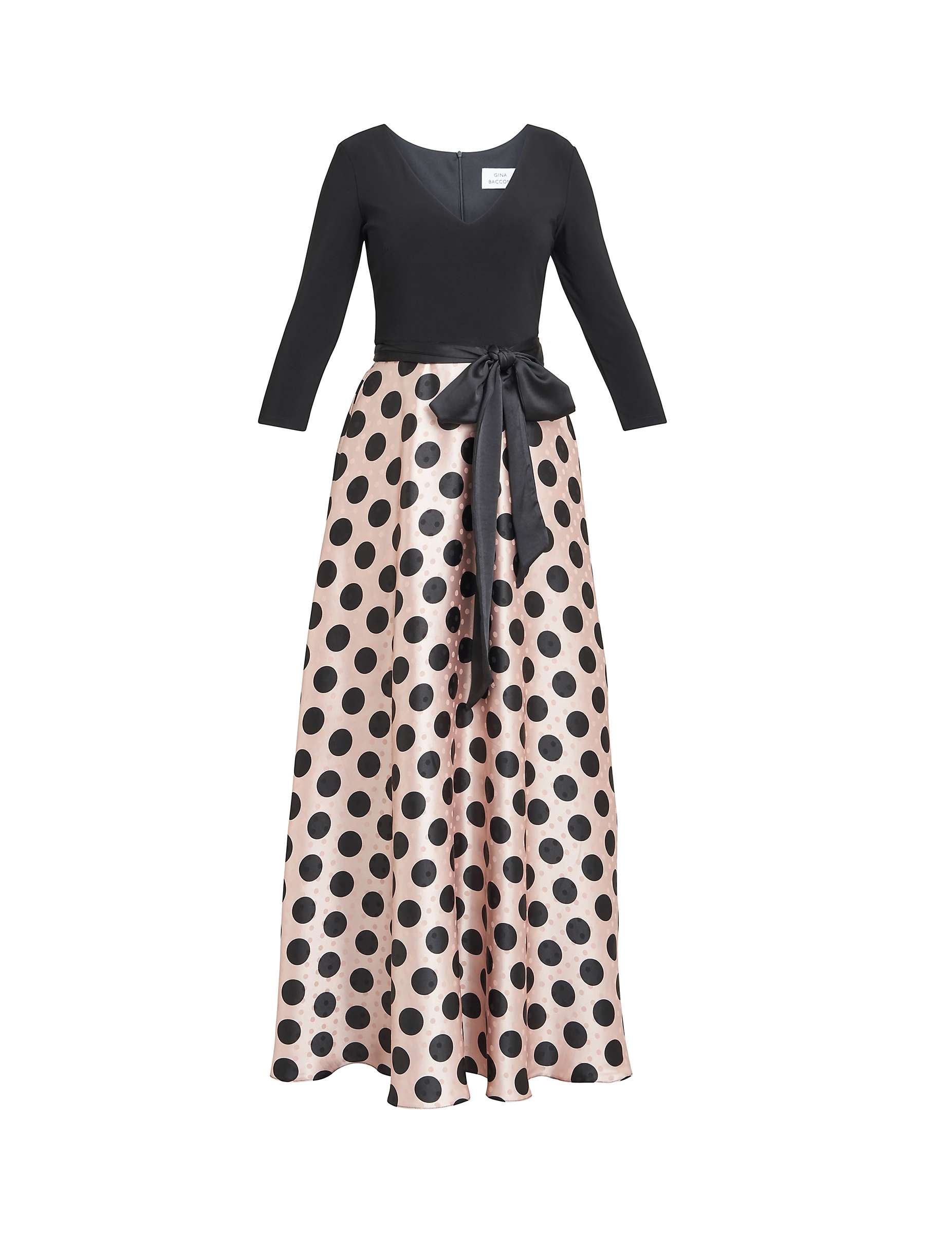 Buy Gina Bacconi Esther Spot Print Satin and Jersey Maxi Dress, Pink/Black Online at johnlewis.com