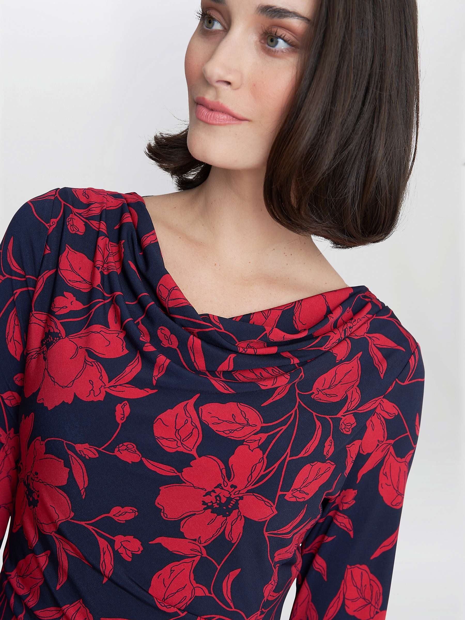 Buy Gina Bacconi Abbie Printed Jersey Cowl Neck Dress, Navy/Red Online at johnlewis.com