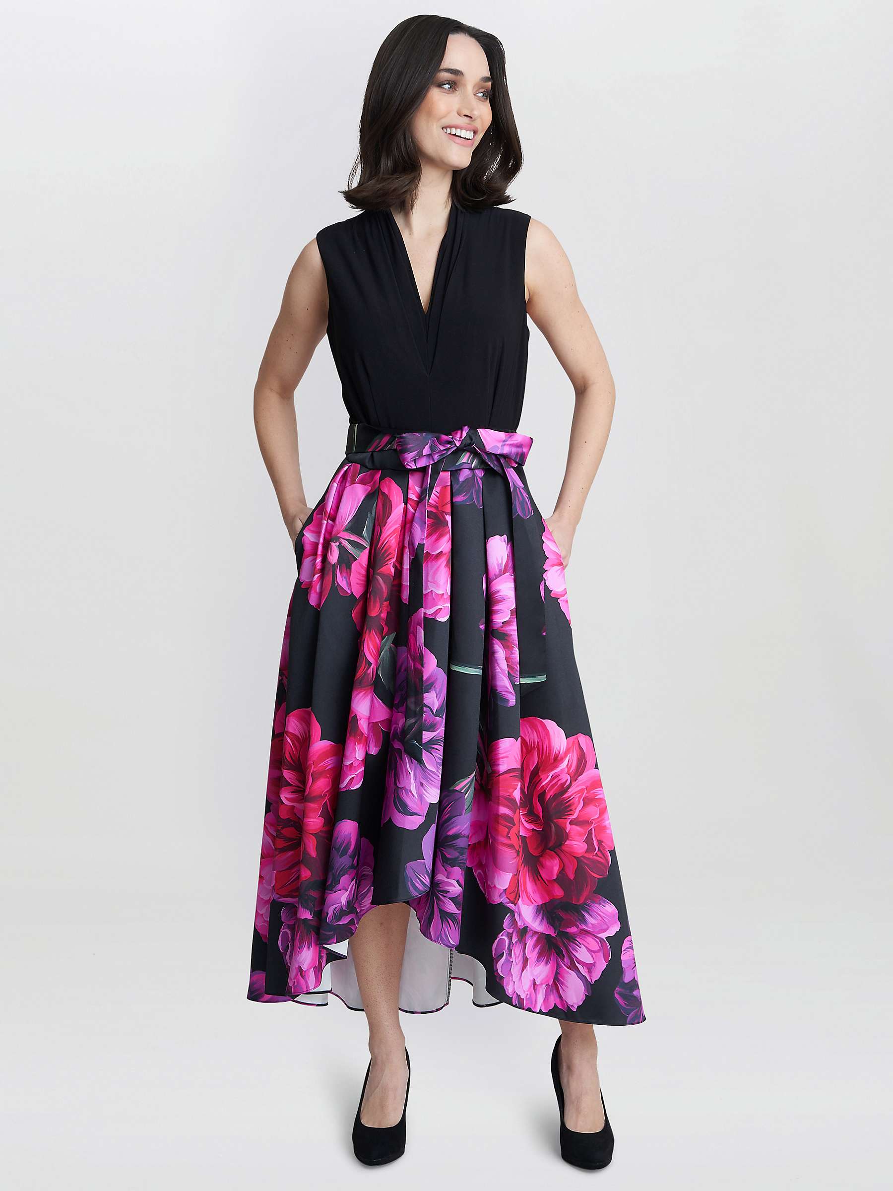 Buy Gina Bacconi  Annabelle Printed High Low Dress, Black/Multi Online at johnlewis.com