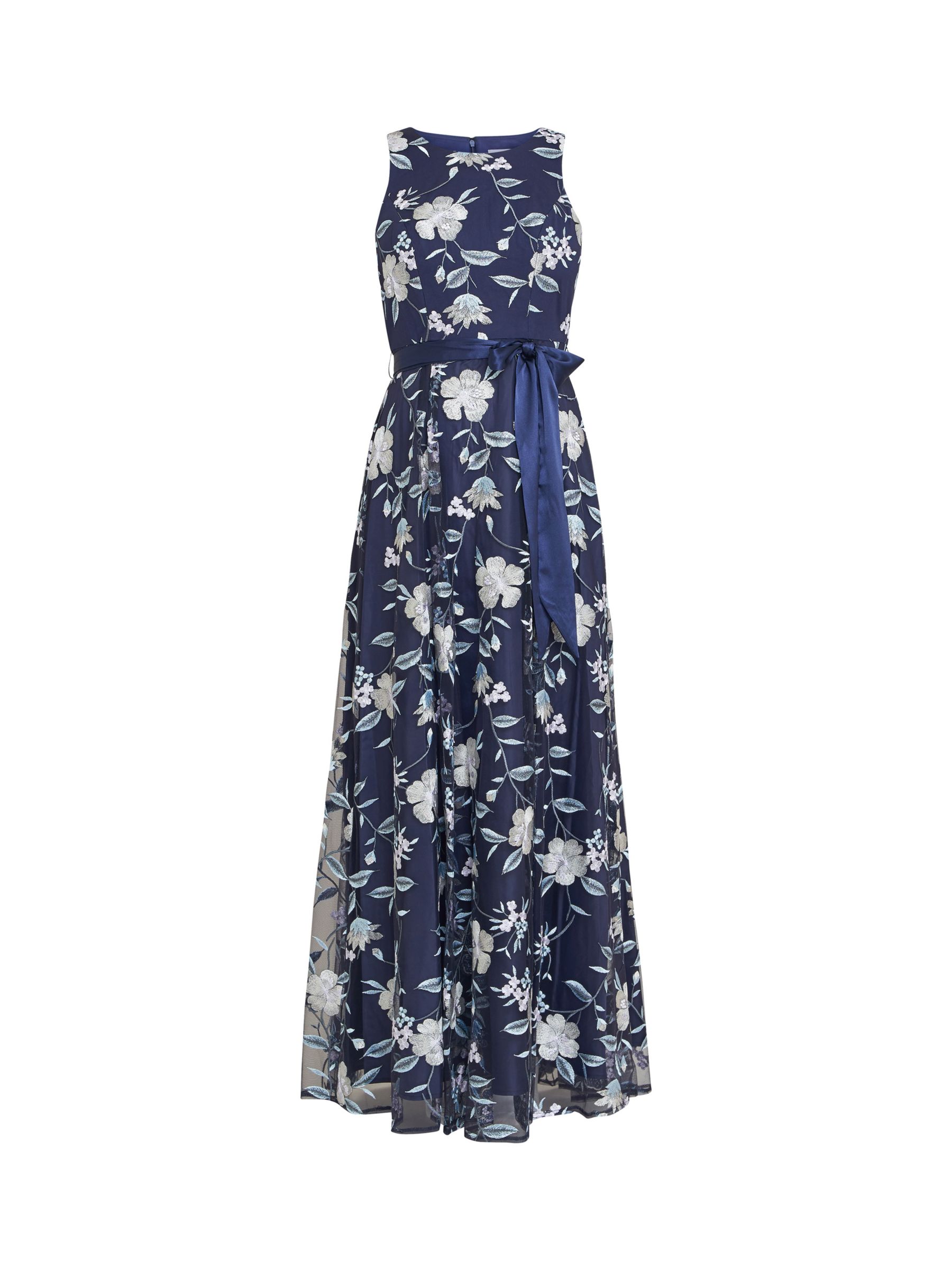 Gina Bacconi Judith Embroidered Sleeveless Maxi Dress, Navy/Multi at ...