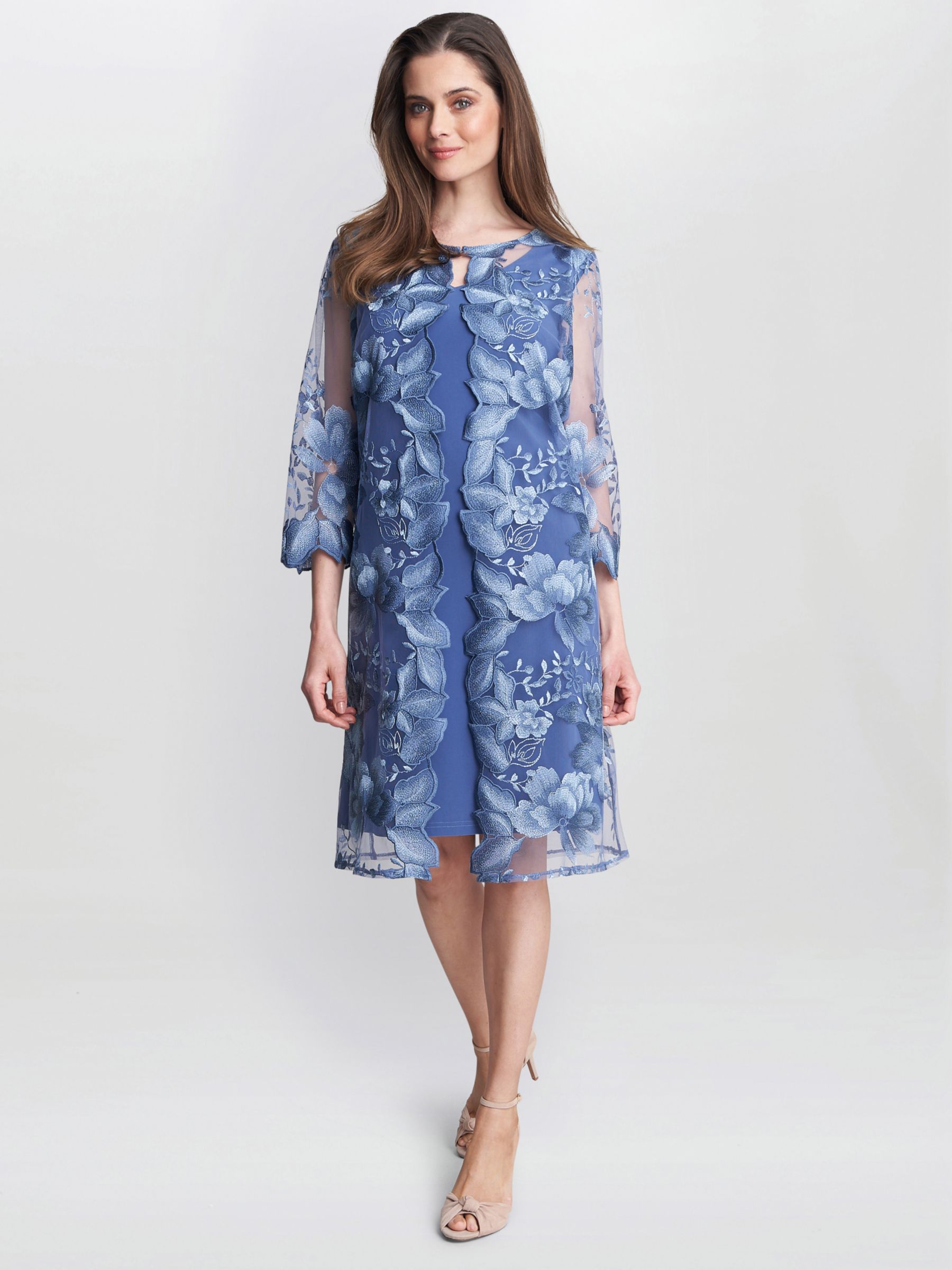 Buy Gina Bacconi Savoy Embroidered Lace Mock Jacket With Jersey Dress, Blue Online at johnlewis.com