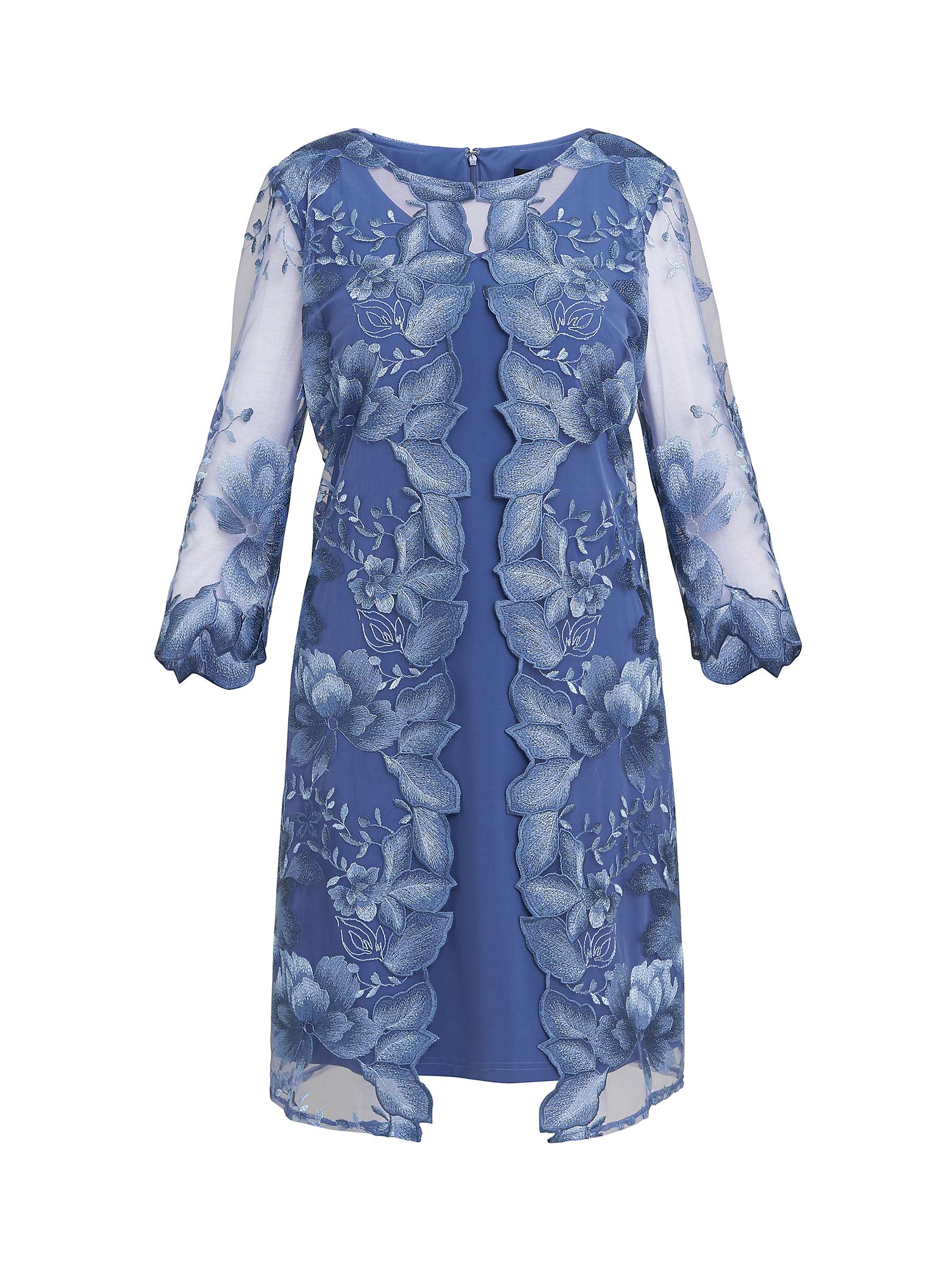 Buy Gina Bacconi Savoy Embroidered Lace Mock Jacket With Jersey Dress, Blue Online at johnlewis.com