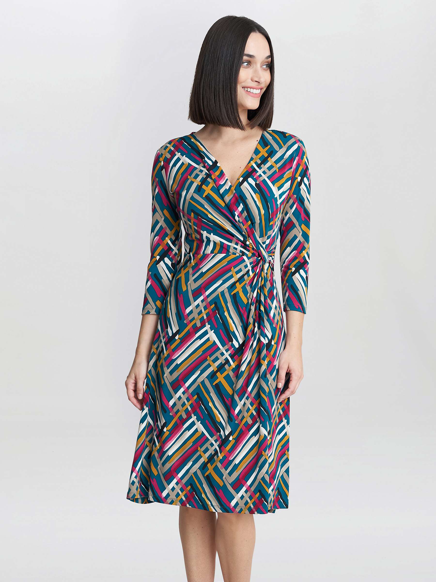 Buy Gina Bacconi Blair Jersey Wrap Dress, Teal/Multi Online at johnlewis.com