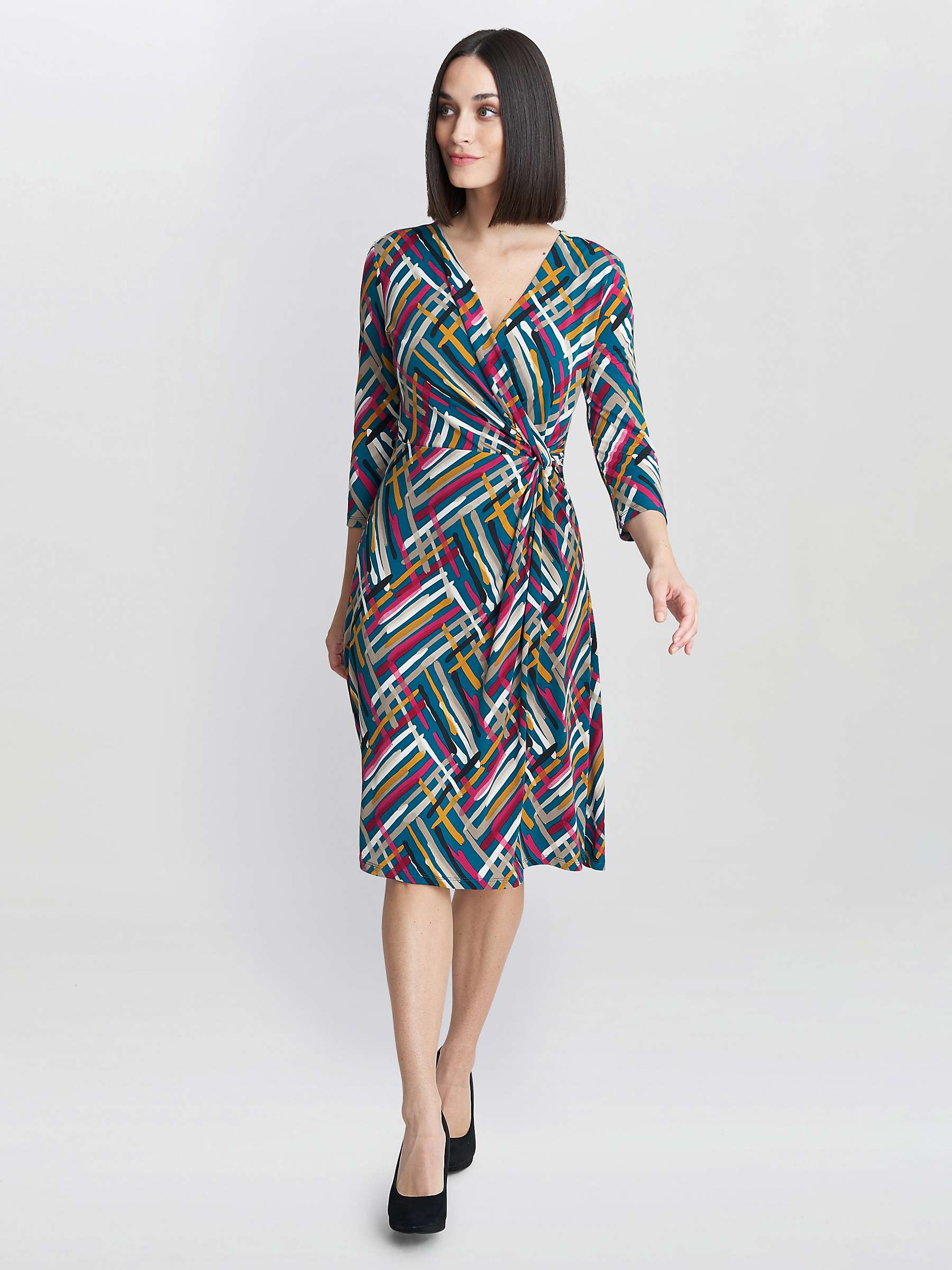 Buy Gina Bacconi Blair Jersey Wrap Dress, Teal/Multi Online at johnlewis.com