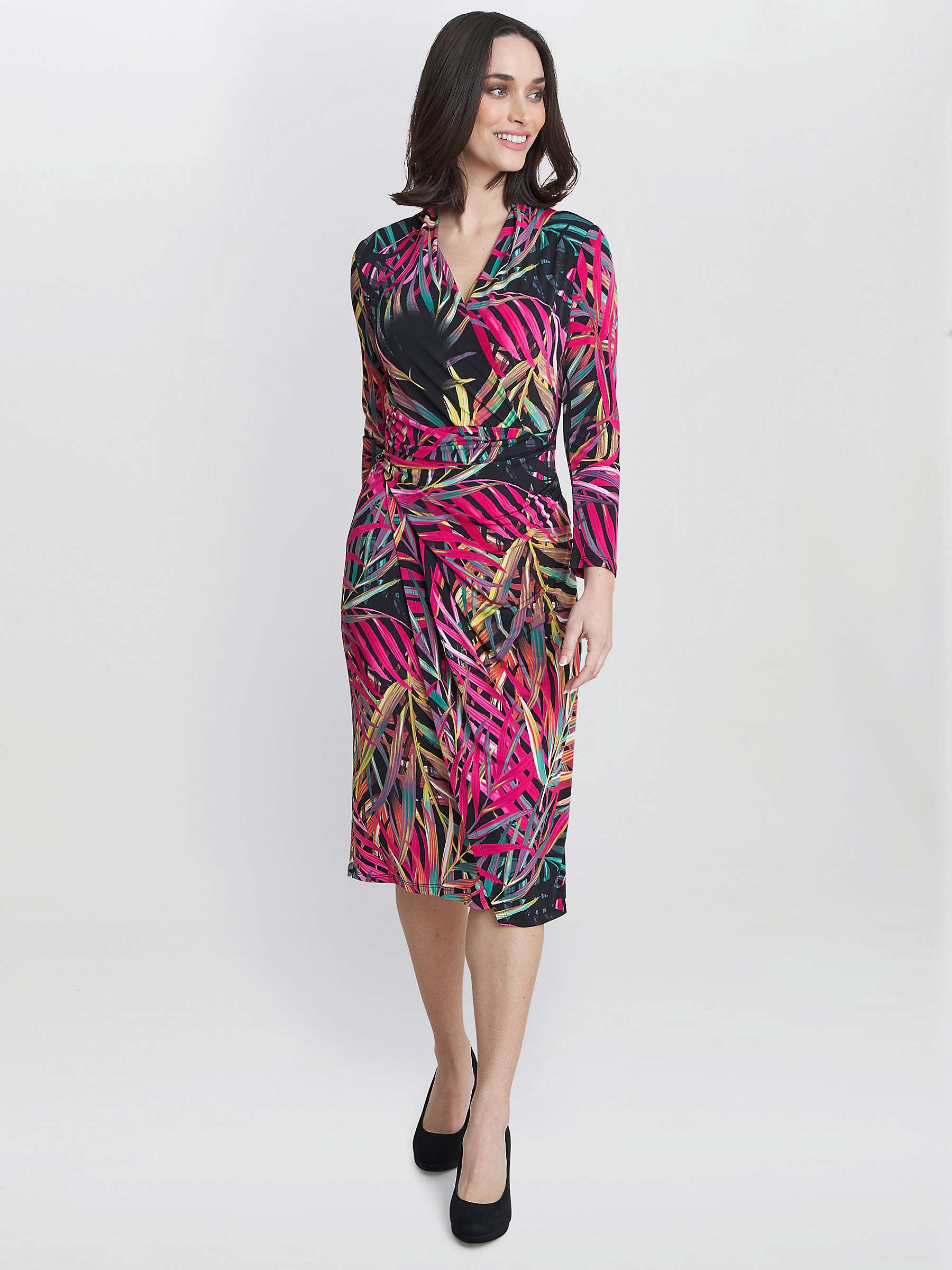 Buy Gina Bacconi Keira Jersey Wrap Dress, Black/Multi Online at johnlewis.com