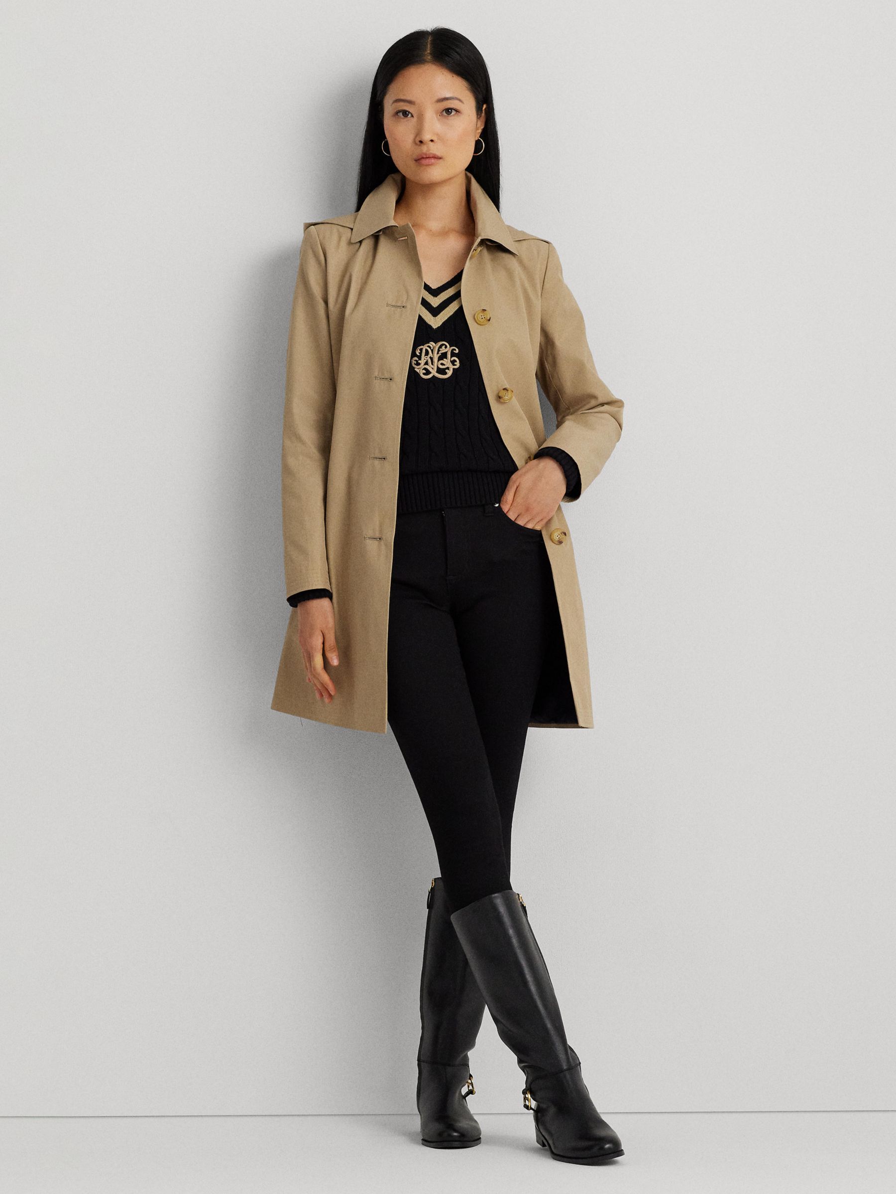 Buy Lauren Ralph Lauren Hooded Cotton Blend Coat Online at johnlewis.com