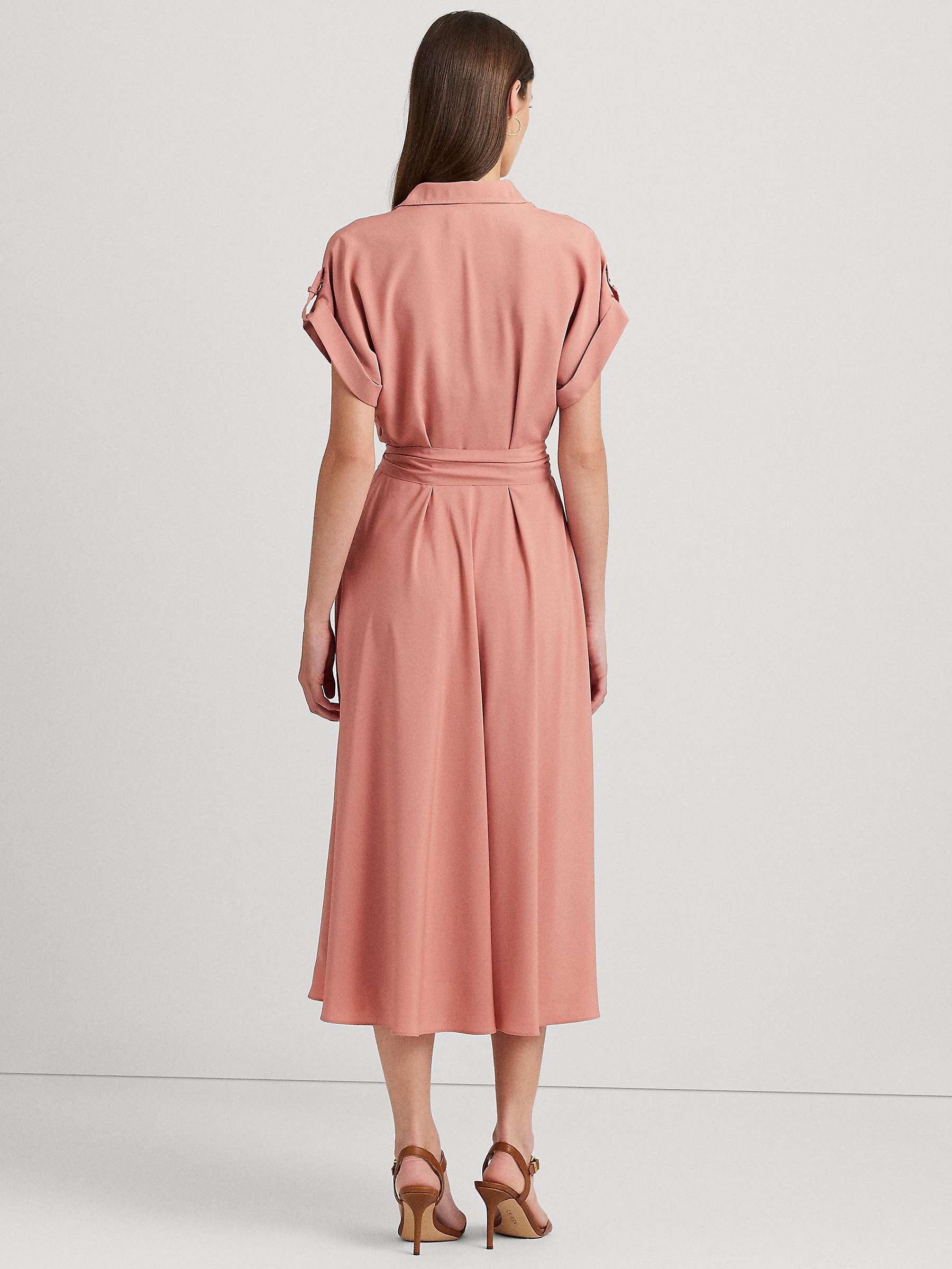Buy Lauren Ralph Lauren Fratillo Belted Crepe Wrap Dress, Pink Mahogany Online at johnlewis.com
