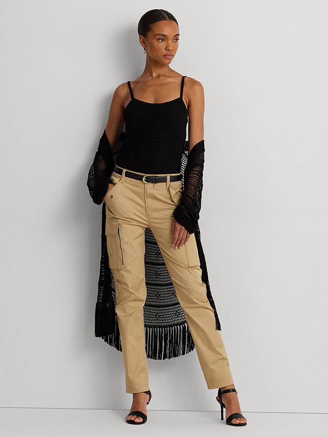 Lauren Ralph Lauren Grinlee Linen Blend Textured Knit Vest Top, Black