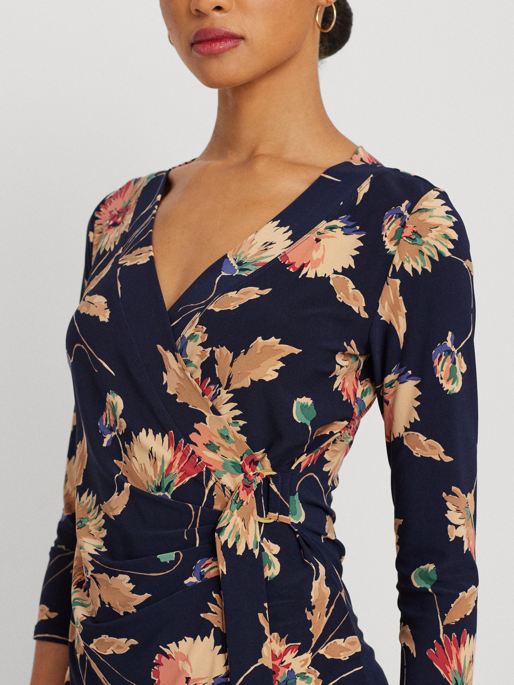 Buy Lauren Ralph Lauren Jainab Floral Print Jersey Wrap Top, Navy/Multi Online at johnlewis.com